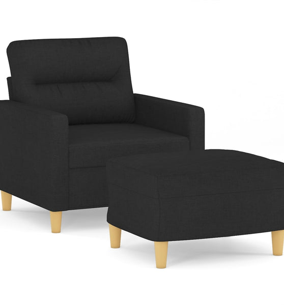 Sessel mit Hocker Schwarz 60 cm Stoff