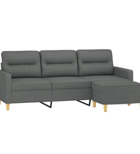 3-Sitzer-Sofa mit Hocker Dunkelgrau 180 cm Stoff