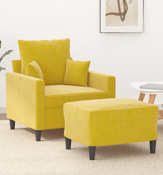 Sessel mit Hocker Gelb 60 cm Samt