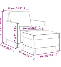 Sessel mit Hocker Cappuccino-Braun 60 cm Kunstleder