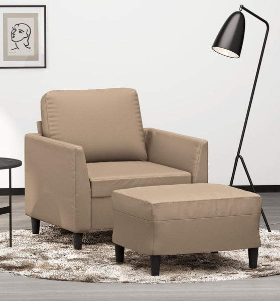 Sessel mit Hocker Cappuccino-Braun 60 cm Kunstleder