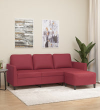 3-Sitzer-Sofa mit Hocker Weinrot 180 cm Kunstleder