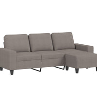 3-Sitzer-Sofa mit Hocker Taupe 180 cm Stoff