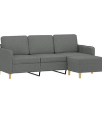 3-Sitzer-Sofa mit Hocker Dunkelgrau 180 cm Stoff
