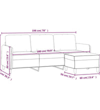 3-Sitzer-Sofa mit Hocker Taupe 180 cm Stoff