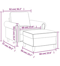 Sessel mit Hocker Creme 60 cm Kunstleder