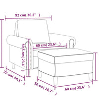 Sessel mit Hocker Weinrot 60 cm Samt