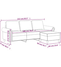 3-Sitzer-Sofa mit Hocker Dunkelgrau 180 cm Samt