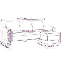 3-Sitzer-Sofa mit Hocker Blau 180 cm Samt