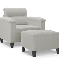 Sessel mit Hocker Hellgrau 60 cm Mikrofasergewebe