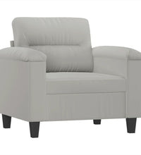 Sessel mit Hocker Hellgrau 60 cm Mikrofasergewebe