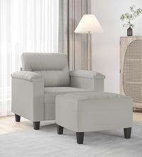 Sessel mit Hocker Hellgrau 60 cm Mikrofasergewebe