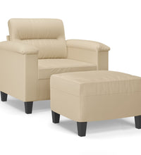 Sessel mit Hocker Creme 60 cm Mikrofasergewebe