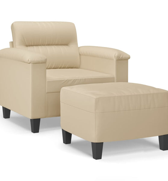 Sessel mit Hocker Creme 60 cm Mikrofasergewebe