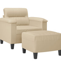 Sessel mit Hocker Creme 60 cm Mikrofasergewebe