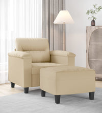 Sessel mit Hocker Creme 60 cm Mikrofasergewebe