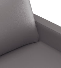 3-tlg. Sofagarnitur mit Kissen Grau Kunstleder