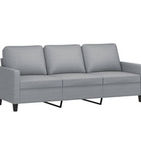 3-tlg. Sofagarnitur mit Kissen Hellgrau Stoff