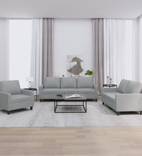 3-tlg. Sofagarnitur mit Kissen Hellgrau Stoff