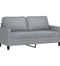 2-tlg. Sofagarnitur mit Kissen Hellgrau Stoff