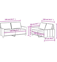 2-tlg. Sofagarnitur mit Kissen Hellgrau Stoff