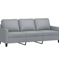 2-tlg. Sofagarnitur mit Kissen Hellgrau Stoff