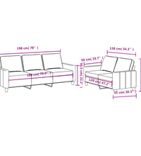 2-tlg. Sofagarnitur mit Kissen Hellgrau Stoff