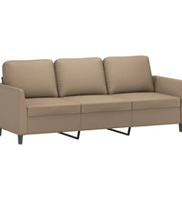 3-tlg. Sofagarnitur mit Kissen Cappuccino-Braun Kunstleder