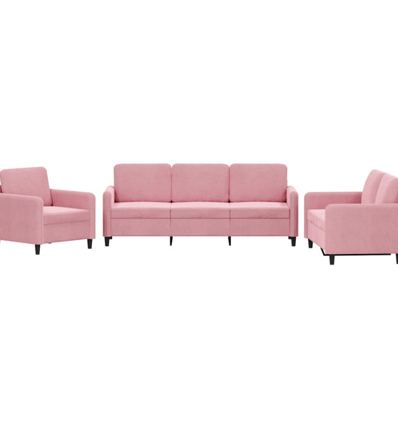3-tlg. Sofagarnitur Rosa Samt
