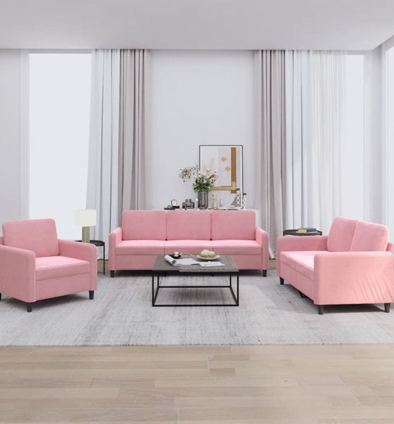 3-tlg. Sofagarnitur Rosa Samt