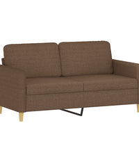 2-tlg. Sofagarnitur mit Kissen Braun Stoff