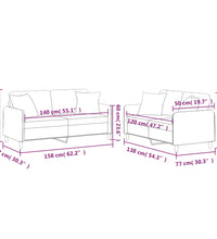 2-tlg. Sofagarnitur mit Kissen Braun Stoff