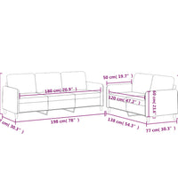2-tlg. Sofagarnitur mit Kissen Hellgrau Stoff