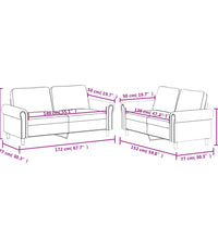 2-tlg. Sofagarnitur mit Kissen Cappuccino-Braun Kunstleder