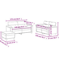 3-tlg. Sofagarnitur mit Kissen Weinrot Kunstleder