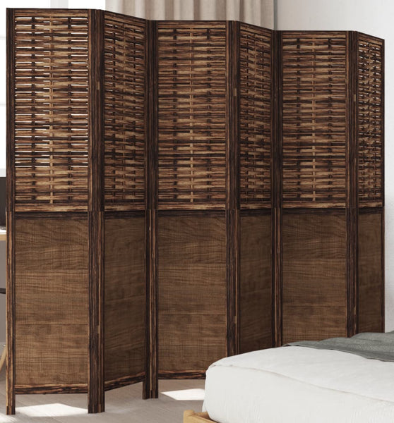 6-tlg. Raumteiler Dunkelbraun Massivholz Paulownia