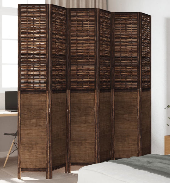 6-tlg. Raumteiler Dunkelbraun Massivholz Paulownia