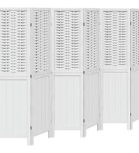 6-tlg. Raumteiler Weiß Massivholz Paulownia