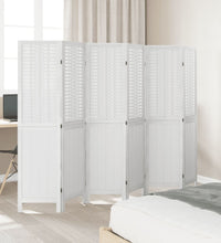 6-tlg. Raumteiler Weiß Massivholz Paulownia