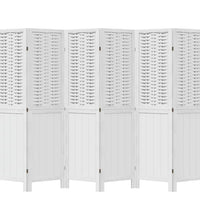 6-tlg. Raumteiler Weiß Massivholz Paulownia