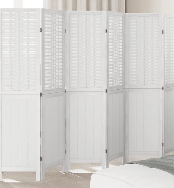 6-tlg. Raumteiler Weiß Massivholz Paulownia