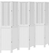 6-tlg. Raumteiler Weiß Massivholz Paulownia
