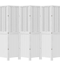 6-tlg. Raumteiler Weiß Massivholz Paulownia