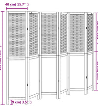 6-tlg. Raumteiler Weiß Massivholz Paulownia