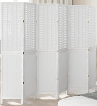 6-tlg. Raumteiler Weiß Massivholz Paulownia