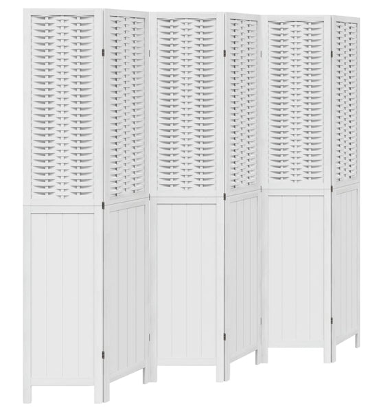 6-tlg. Raumteiler Weiß Massivholz Paulownia