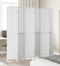 6-tlg. Raumteiler Weiß Massivholz Paulownia