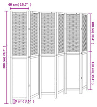 6-tlg. Raumteiler Weiß Massivholz Paulownia