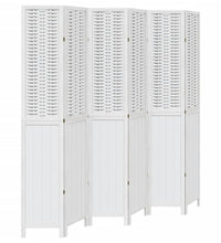 6-tlg. Raumteiler Weiß Massivholz Paulownia