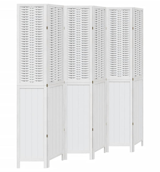 6-tlg. Raumteiler Weiß Massivholz Paulownia